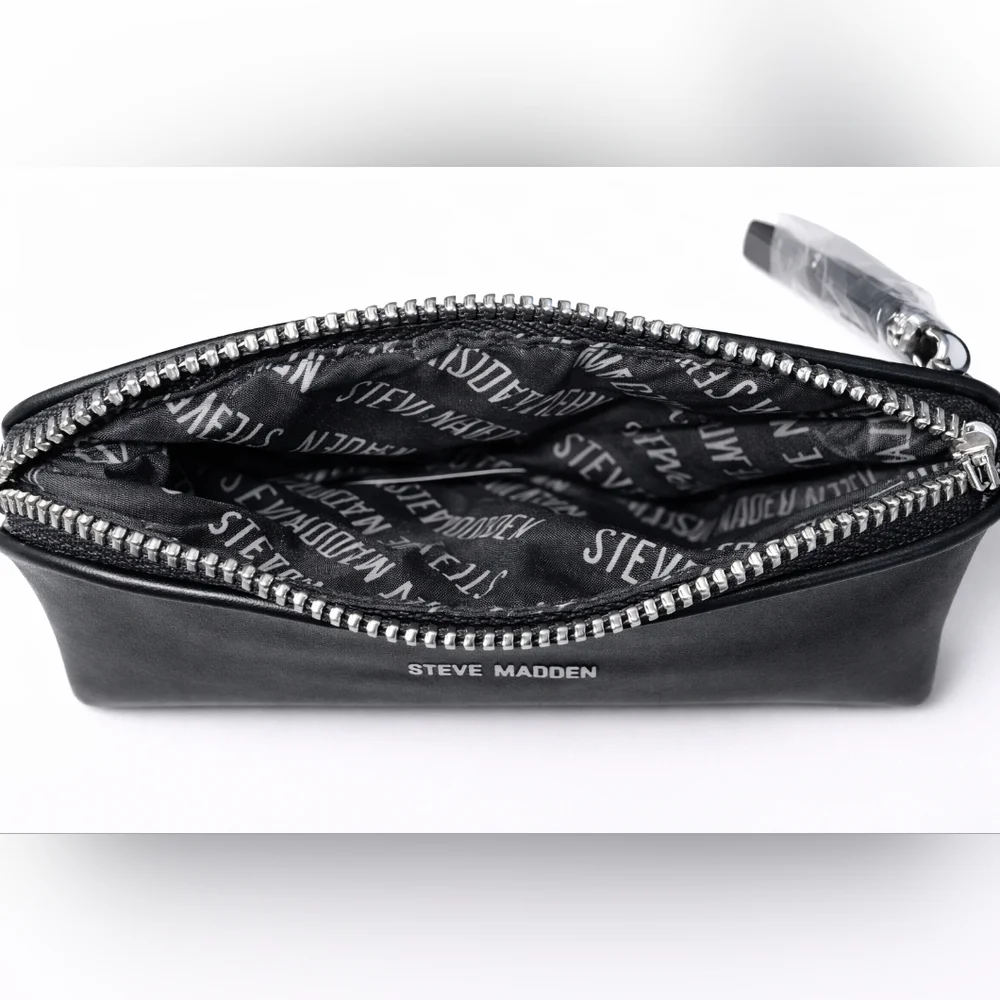 🆕️Steve Madden Baramina Weekender Duffle Bag Black White Travel Tote + Pouch